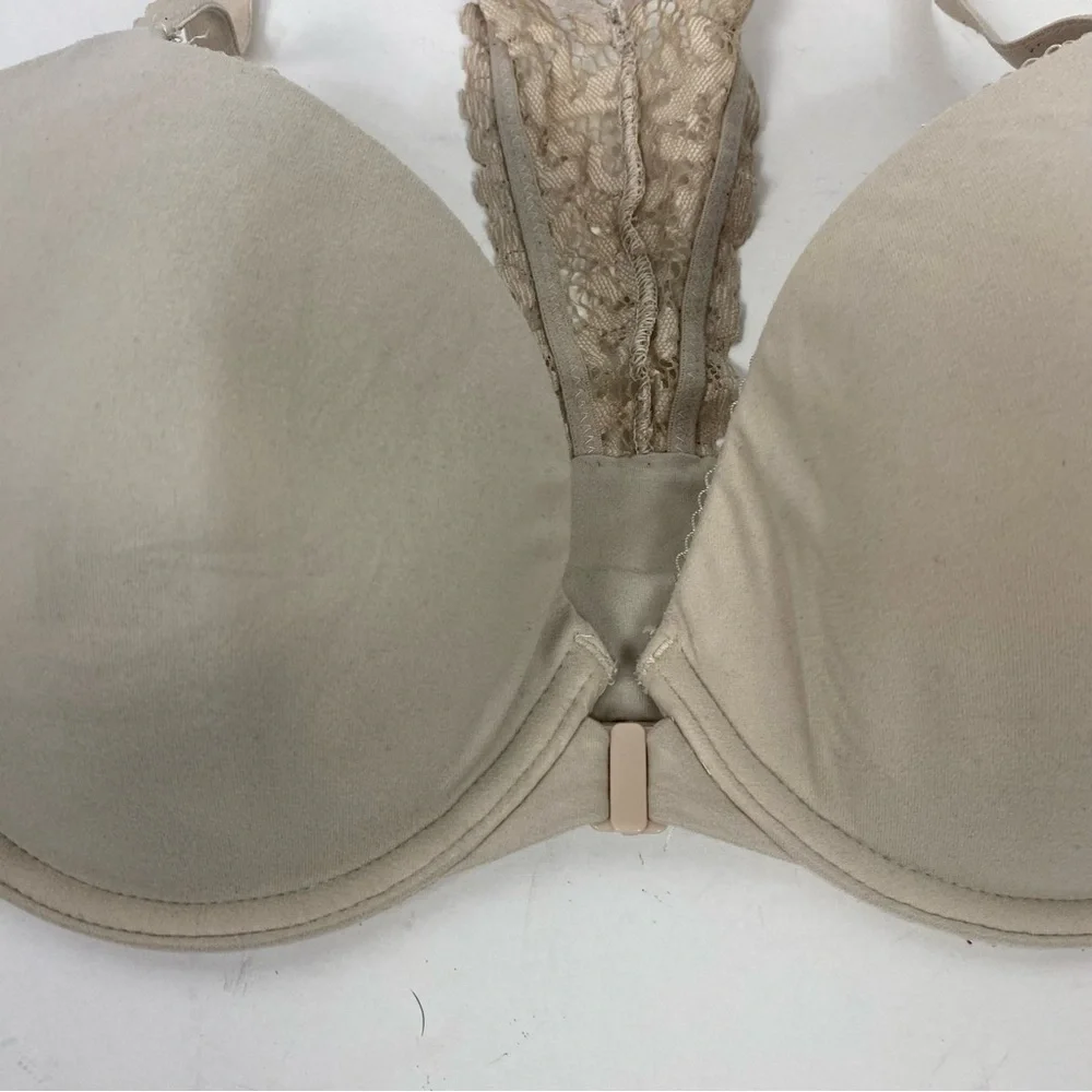 Victoria's Secret Lined Demi Racerback Lace Underwire Bra Tan Nude